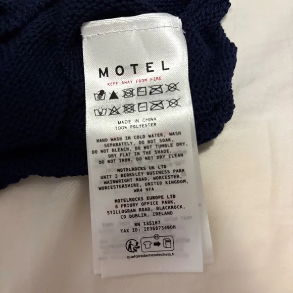 Motel Rocks Priscilla Halter Top in Sheer Knit Navy Blue - Picture 7 of 7